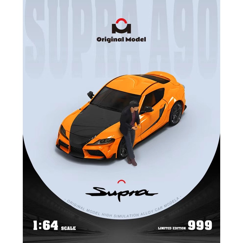Original Model 1:64 Toyota Supra A90 Fast and Furious 9 Orange and Black with Han Model Figure