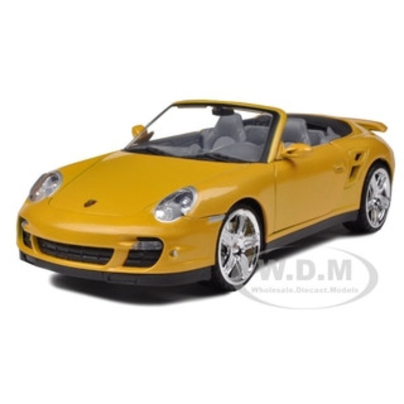 Porsche 911 (997) Turbo Convertible Yellow 1/18 Diecast Car Model by Motormax