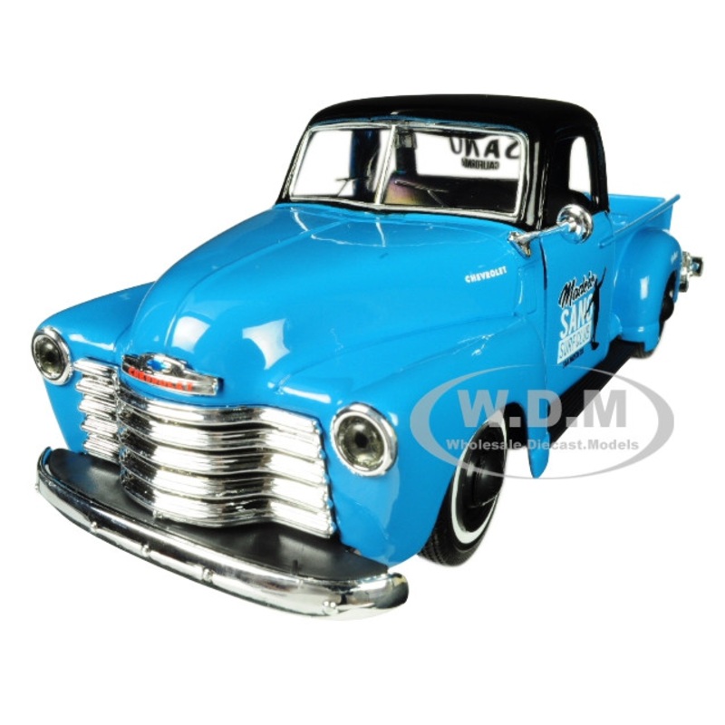 1950 Chevrolet 3100 Pickup Truck Blue with Black Top Madero Sano Surf Club Outlaws 1/25 Diecast Model Car by Maisto