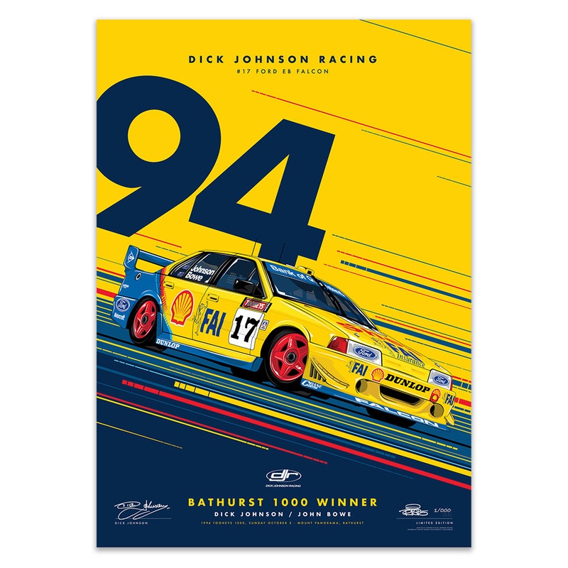 Dick Johnson Racing Ford EB Falcon 1994 Bathurst 1000 Winner – Yellow Edition Print