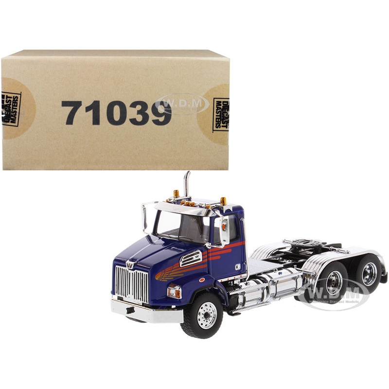 Western Star 4700 SB Tandem Day Cab Tractor Blue 1/50 Diecast Model by Diecast Masters