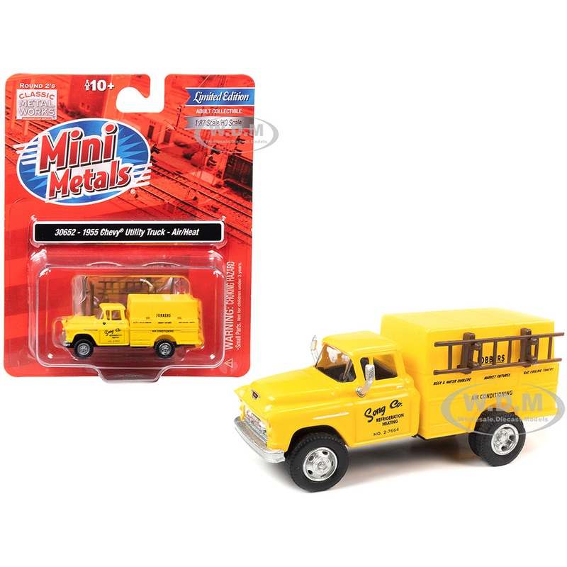 1955 Chevrolet Utility Truck Yellow Song Co. Refrigeration and Heating 1/87 (HO) Scale Model by Classic Metal Works