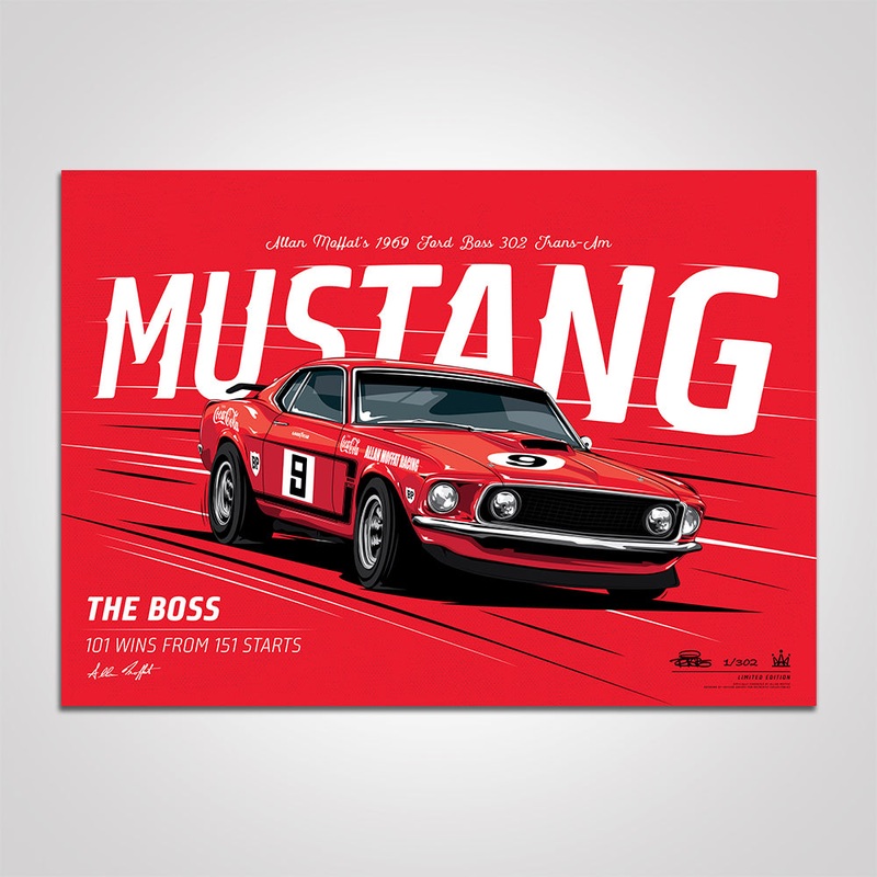 Allan Moffat 1969 Ford BOSS 302 Trans-Am Mustang – Standard Edition Print