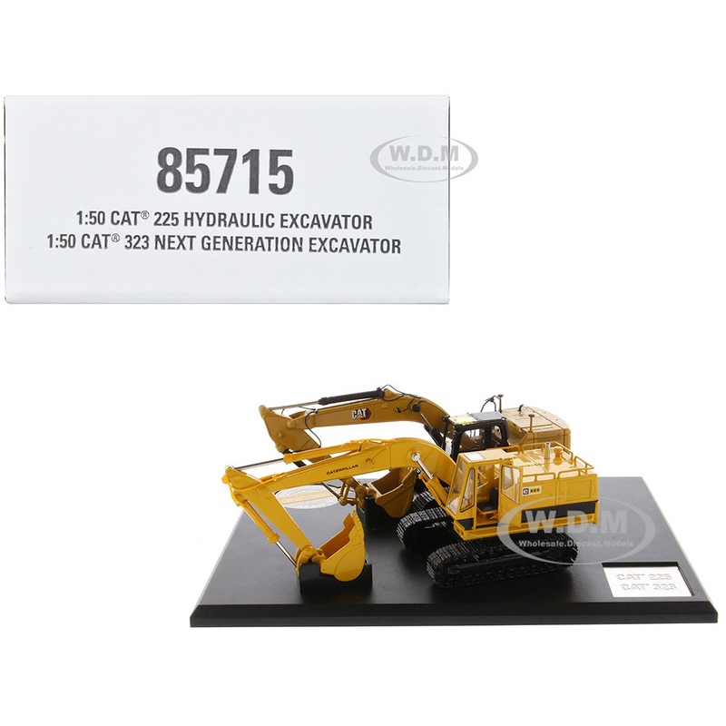CAT Caterpillar 225 Hydraulic Escavator and CAT Caterpillar 323 Next Generation Hydraulic Escavator Set of 2 pieces Evolution Series 1/50 Diecast Models by Diecast Masters