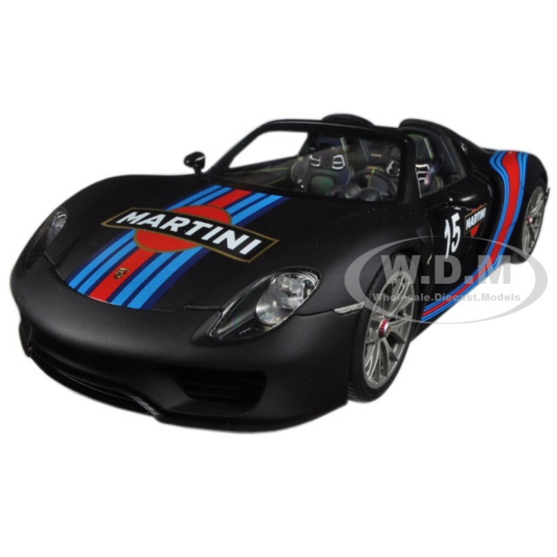 Porsche 918 Spyder Weissach Package Black/ Martini Livery #15 1/18 Model Car  by Autoart