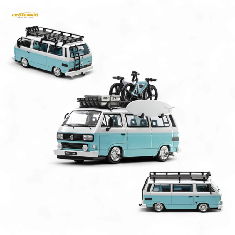 (Pre-Order) Mortal VW T3 Lowrider Van – Tiff Blue + White Double Color 1:64