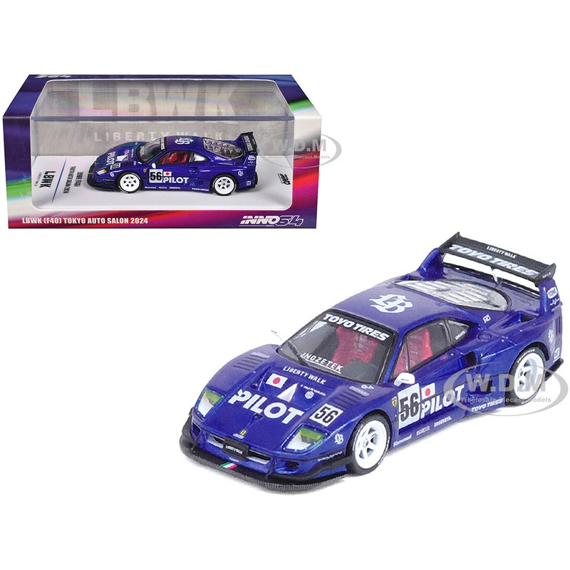 LBWK (Liberty Walk) F40 #56 Blue Tokyo Auto Salon 2024 1/64 Diecast Model Car by Inno Models