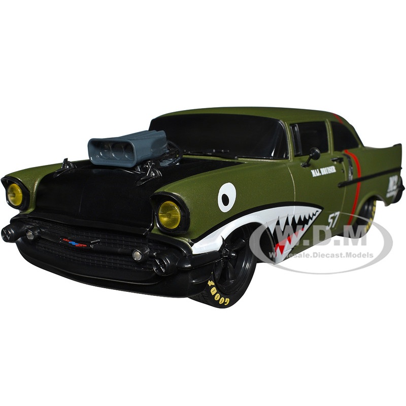 1957 Chevrolet 150 Sedan #57 Matt Green Metallic Major Bruiser Limited Edition to 5650 pieces Worldwide 1/24 Diecast Model Car by M2 Machines