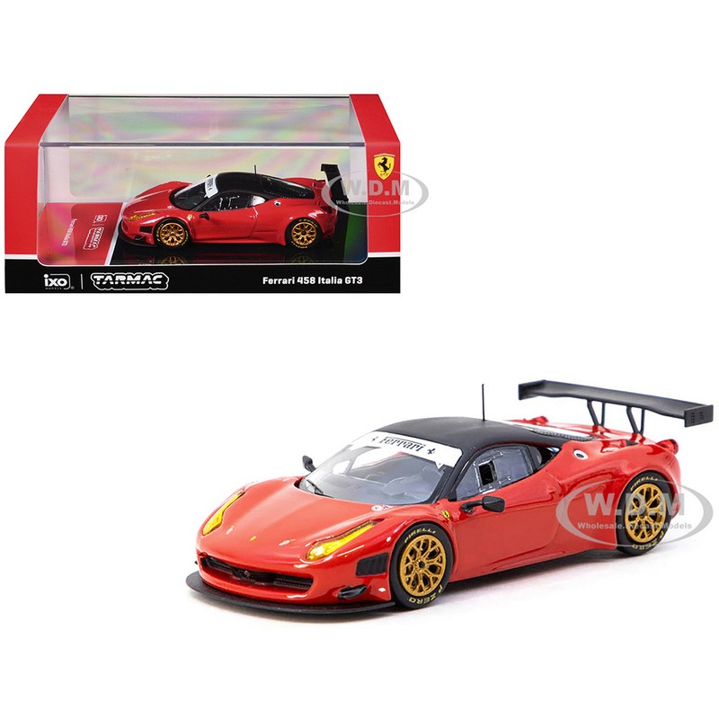 Ferrari 458 Italia GT3 Red with Black Top Road64 Series 1/64 Diecast Model Car by Tarmac Works