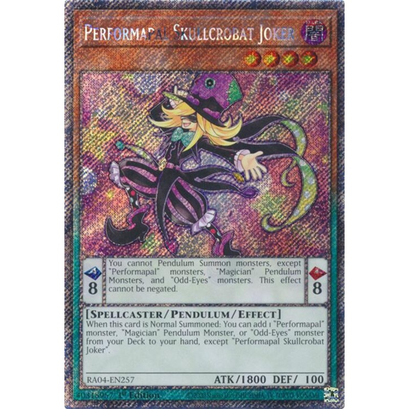 Performapal Skullcrobat Joker [RA04-EN257] Platinum Secret Rare