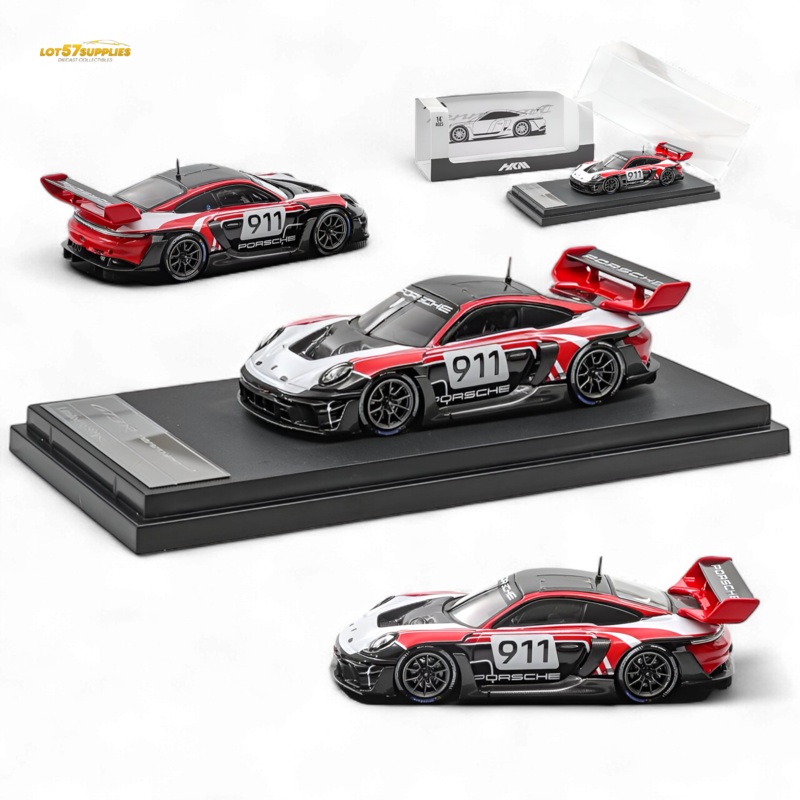 (Pre-Order) HKM 911 GT3 R Rennsport – Red-White #911 1:64