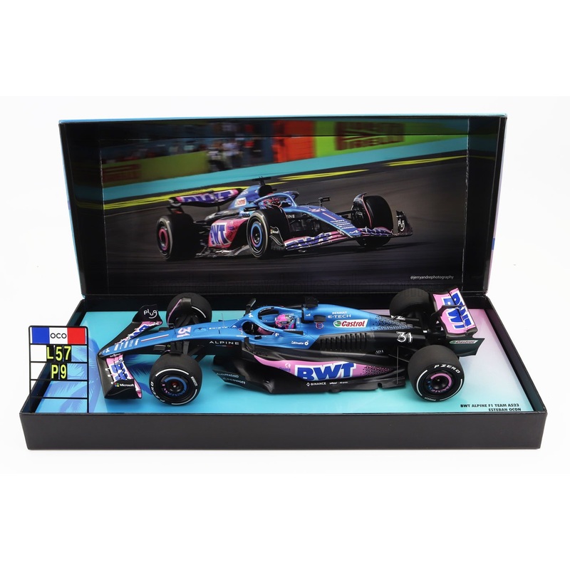 ALPINE – F1  A523 TEAM BWT ALPINE N 31 9th MIAMI GP WITH PIT BOARD 2023 ESTEBAN OCON – BLUE BLACK PINK