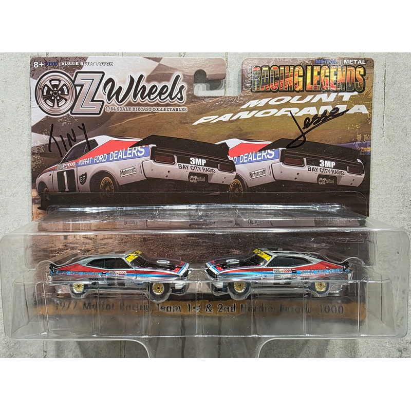 OZ WHEELS – 1977 MOFFAT RACING TEAM 1ST & 2ND HARDIE – AUTOGRAPHED FERODO BATHURST – 1:64 SCALE TWIN SET – RAW CHASE EDITION – SERIES 2 – DDA