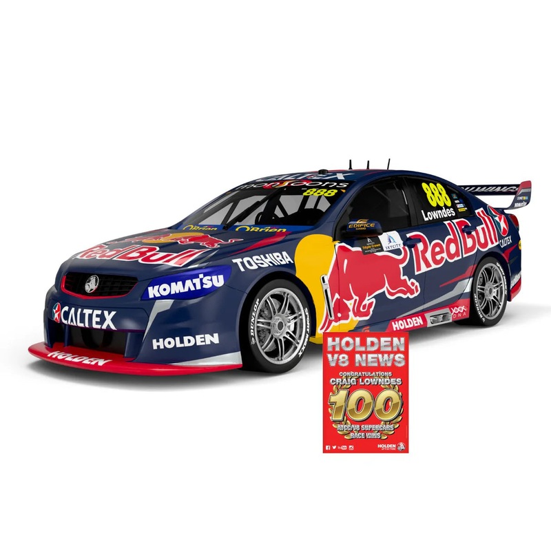 *PRE-ORDER* CRAIG LOWNDES – HOLDEN VF COMMODORE – RED BULL RACING AUSTRALIA – CRAIG LOWNDES #888 – 2015 – DARWIN TRIPLE CROWN – RACE 14 – FIRST DRIVER TO 100 WINS IN V8 SC HISTORY – 1:18 Scale Diecast Model Car – Biante