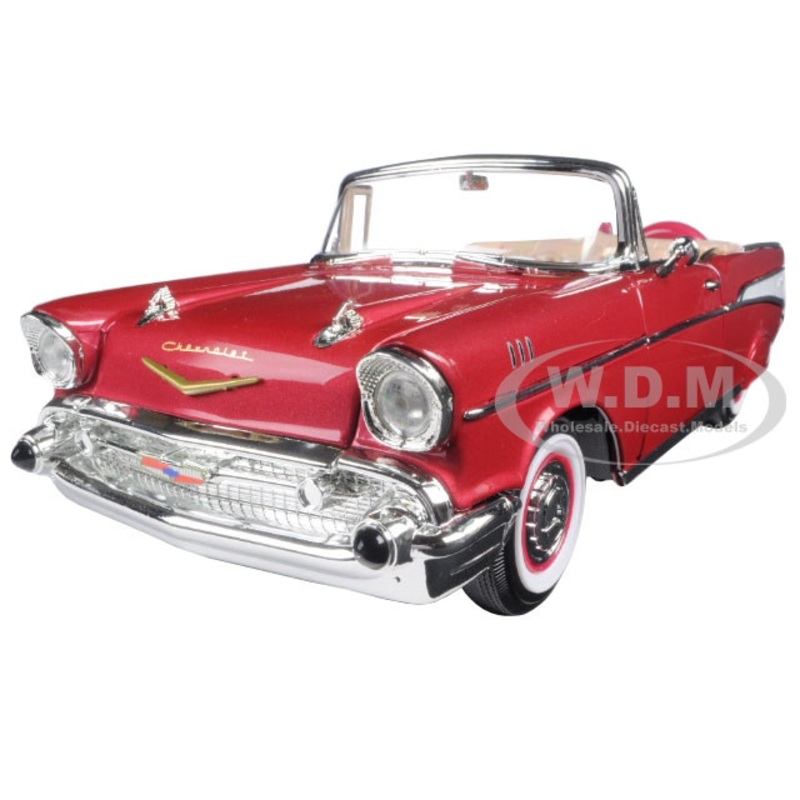 1957 Chevrolet Bel Air Convertible Red 1/18 Diecast Model Car by Road Signature