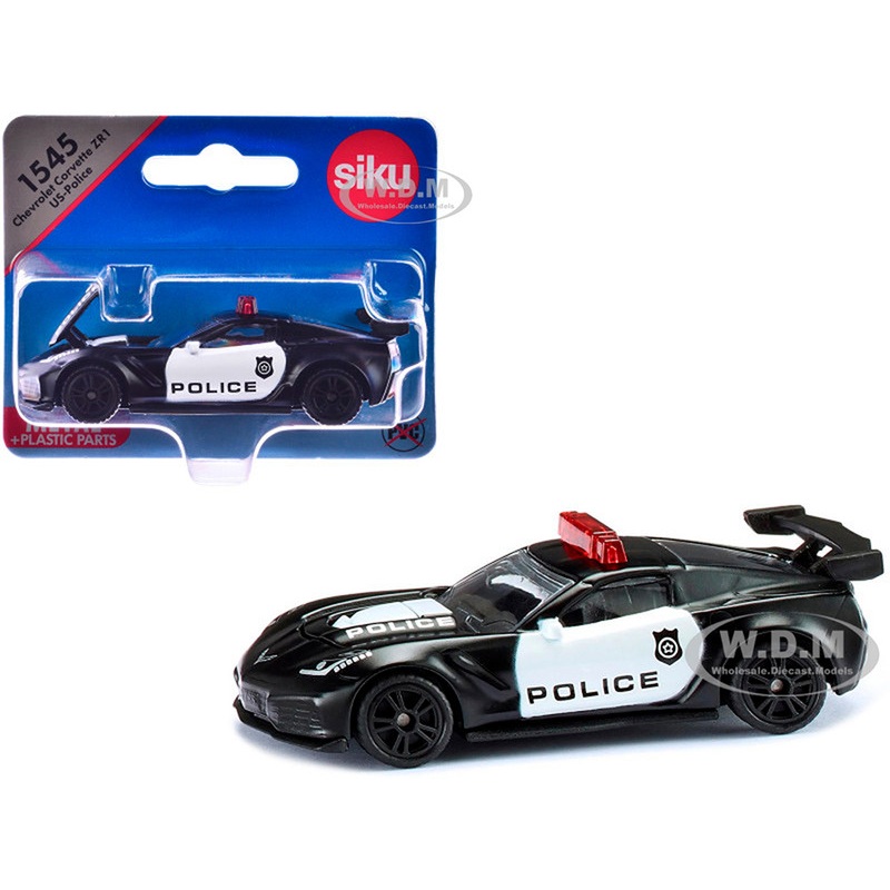 Chevrolet Corvette ZR1 Police Car Black and White Diecast Model Car by Siku