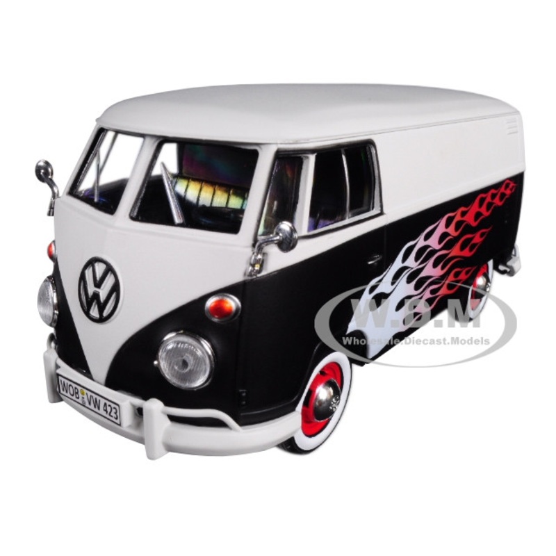 Volkswagen Type 2 (T1) Delivery Van with Flames 1/24 Diecast Car Model by Motormax