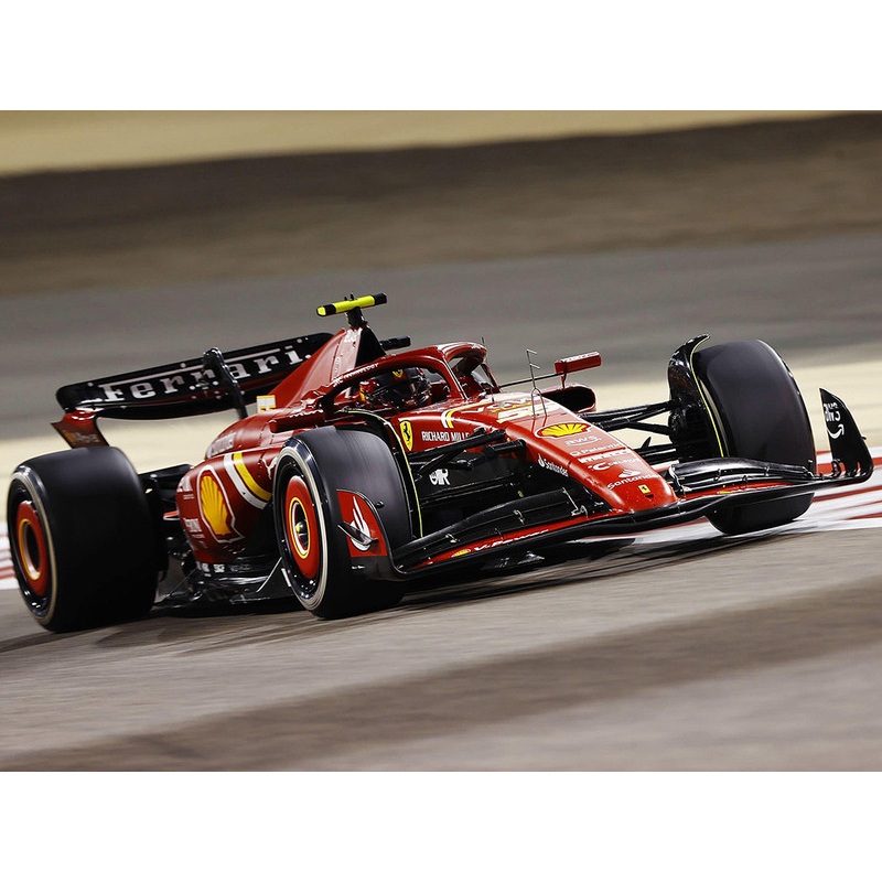 Ferrari SF-24 #55 Carlos Sainz 3rd Place Formula One F1 Bahrain GP (2024) with Acrylic Display Case 1/18 Model Car by LookSmart