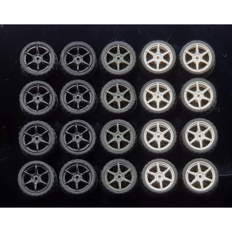 GARAGE 64 RUBBER WHEELS ** 6 Spoke ** 1:64 SCALE