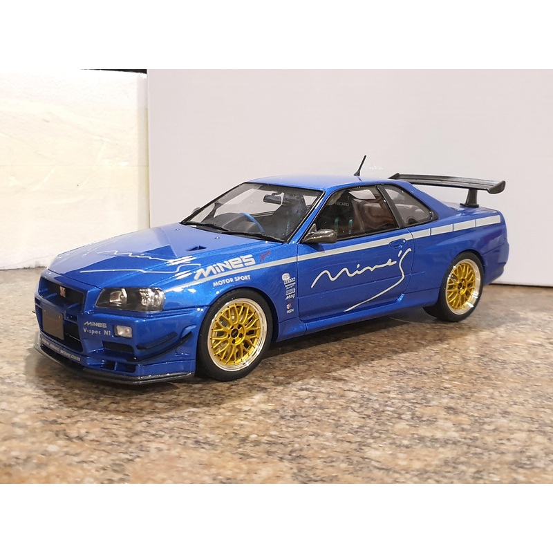 Ottomobile Nissan Skyline GT-R (R34) Mine’s Blue 1:18 Scale Model Car