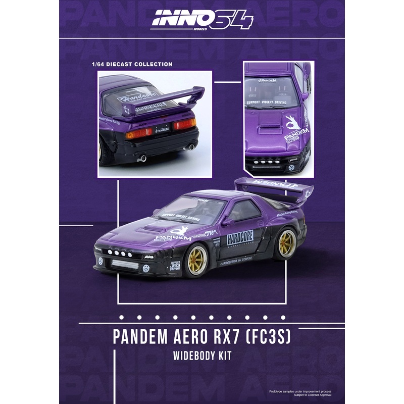 *PREORDER* INNO64 1:64 Mazda RX-7 (FC3S) PANDEM ROCKET BUNNY in Purple