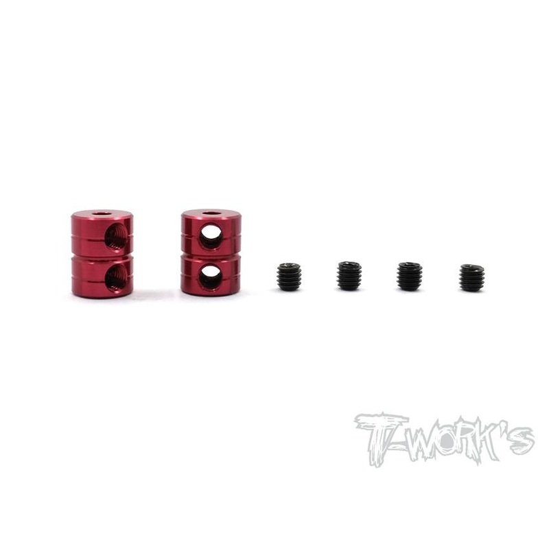 Alu Double Lock 2mm Bore Collar – Red 2pcs