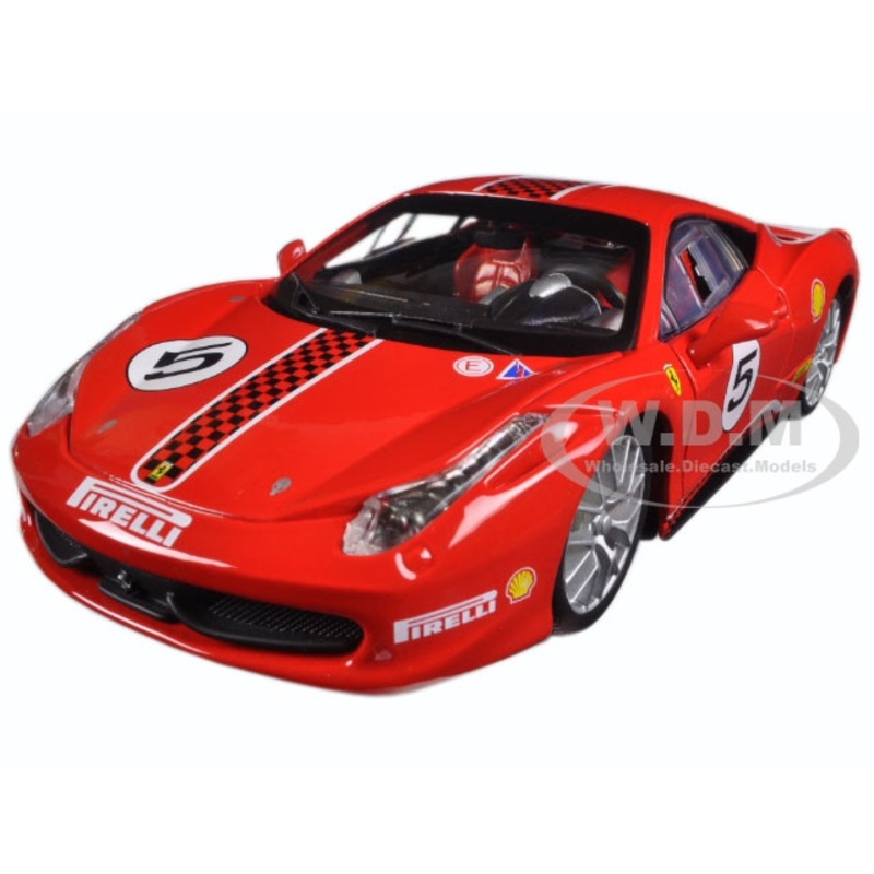 Ferrari 458 Challenge #5 Red 1/24 Diecast Model Car by Bburago