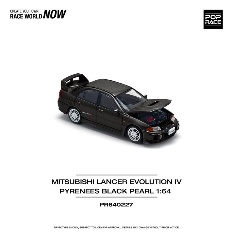 POP RACE 1/64  MITSUBISHI LANCER EVOLUTION IV – PYRENEES BLACK PEARL PR640227
