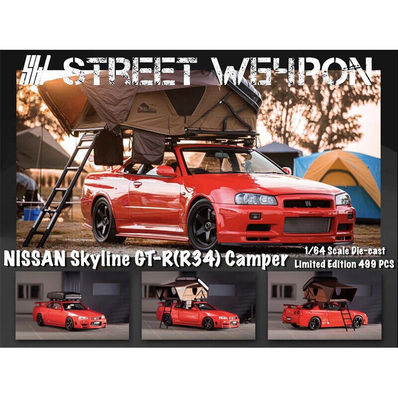Street Weapon 1/64 Nissan Skyline GT-R R34 Red With Accessories