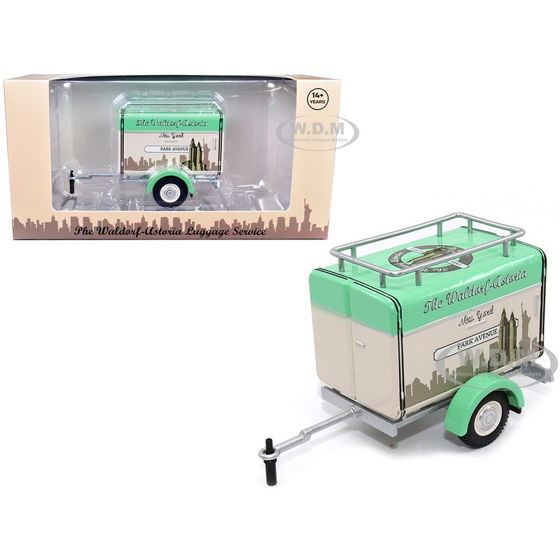 Travel Trailer Beige with Light Green Top The Waldorf-Astoria Luggage Service New York – Park Avenue 1/24 Diecast Model Car by Motor City Classics