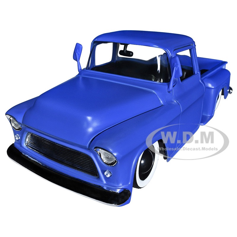 1955 Chevrolet Stepside Pickup Truck Matt Blue Just Trucks Series 1/24 Diecast Model Car by Jada