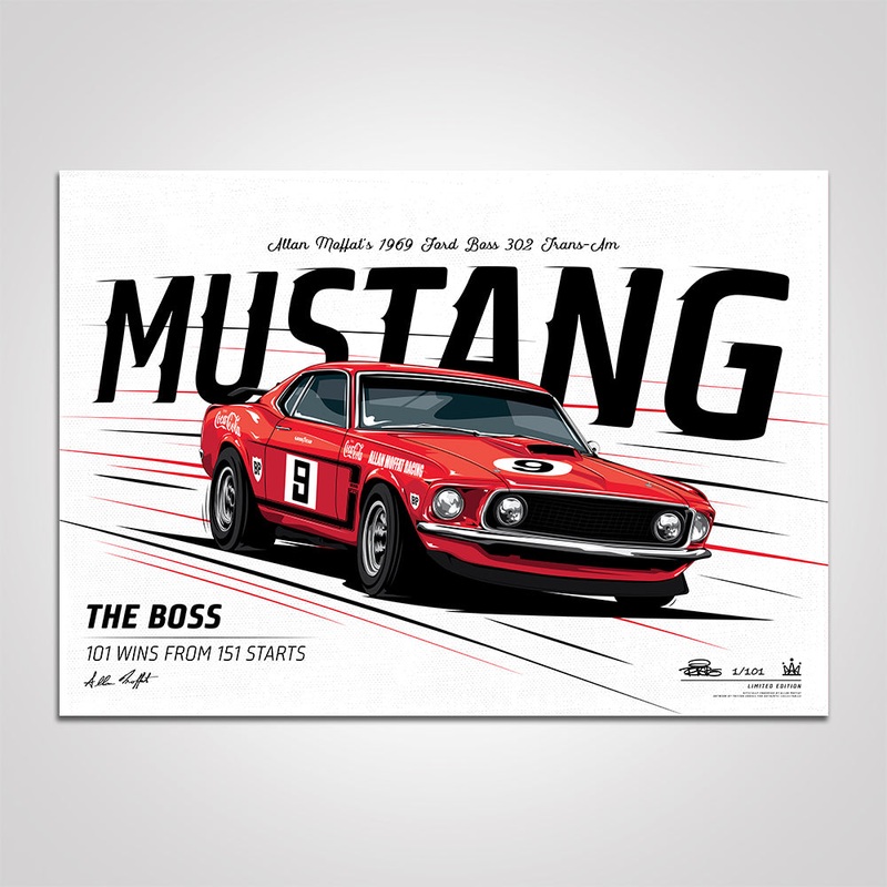 Allan Moffat 1969 Ford BOSS 302 Trans-Am Mustang – Variant Edition Print