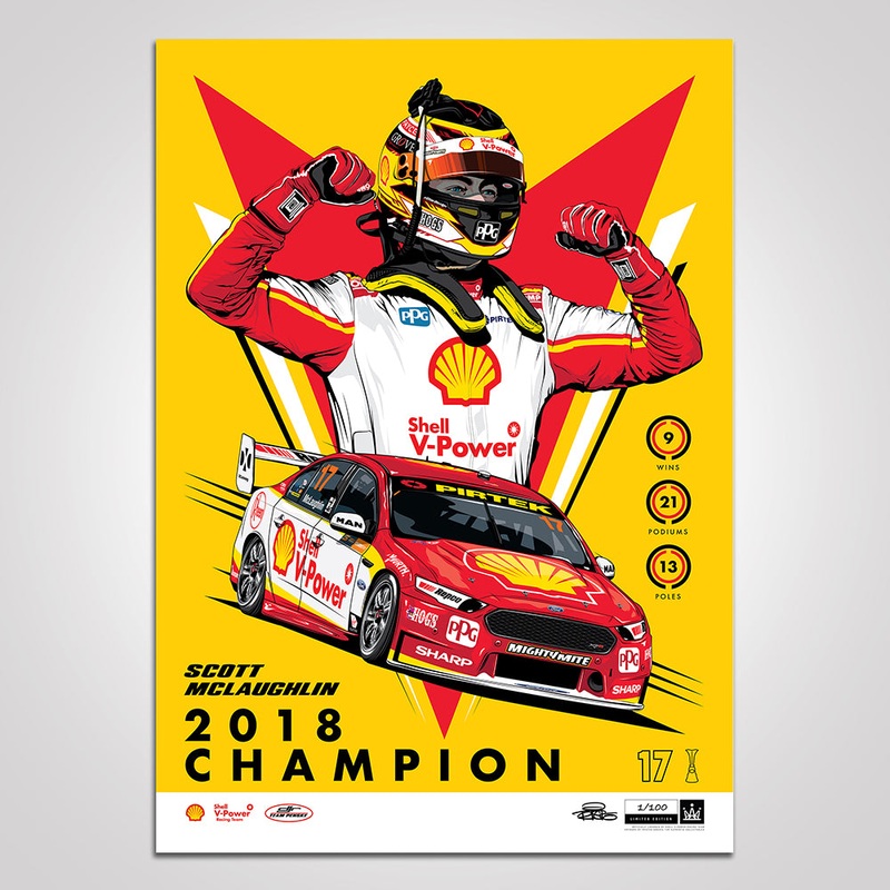 Shell V-Power Racing Team ‘Scott McLaughlin 2018 Champion’ Illustrated Print – Variant Edition