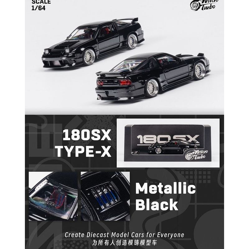 Micro Turbo 1/64 Nissan 180SX TYPE-X Metallic Black