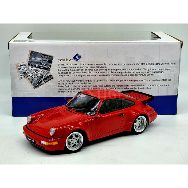 Solido 1990 Porsche 911 (964) Turbo 3.6 Rouge Indien Red 1:18 Scale – New