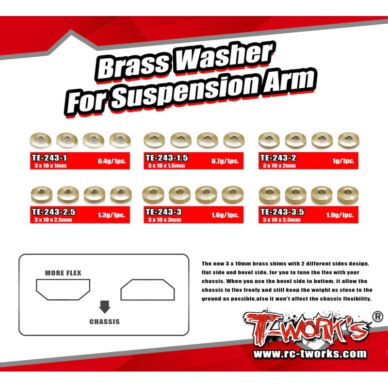 Brass Washer Set for Suspension Arm 3x10mm – 48pcs