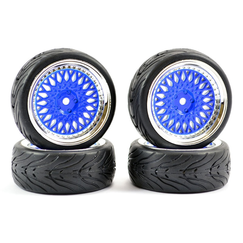 1/10th On Road Street/Tread Tyre Classic Blue/Chrome Wheels – Set of 4