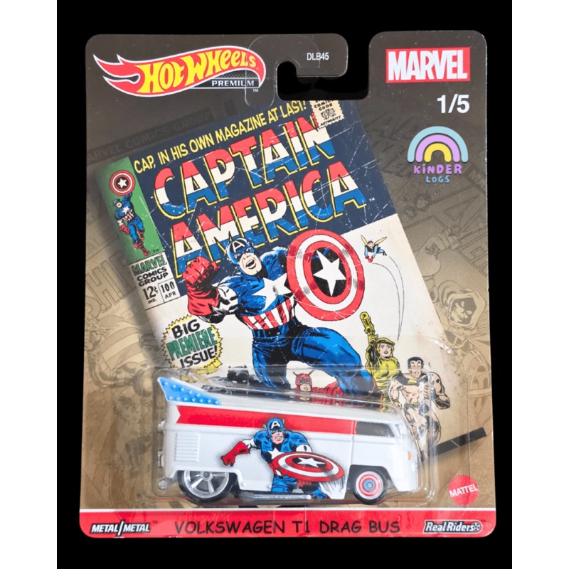 Premium Hot Wheels Volkswagen T1 Drag Bus – Captain America (Imported)