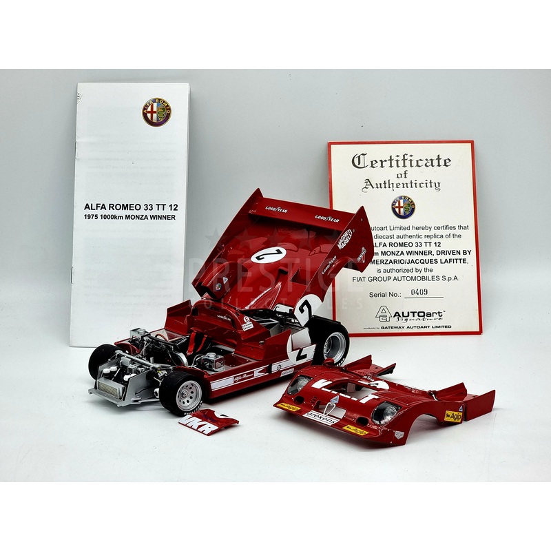 AUTOart Signature 1975 Alfa Romeo 33 TT 12 1000km Monza Winner 1:18 Scale – Used