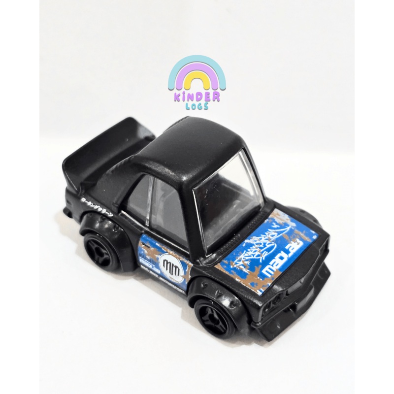Tooned Hot Wheels Mazda RX-3 – Matte Black (Uncarded – New)
