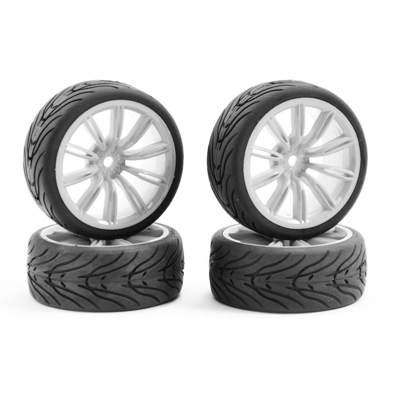 1/10th On Road Street/Tread Tyres 20SP White Wheels – Set of 4