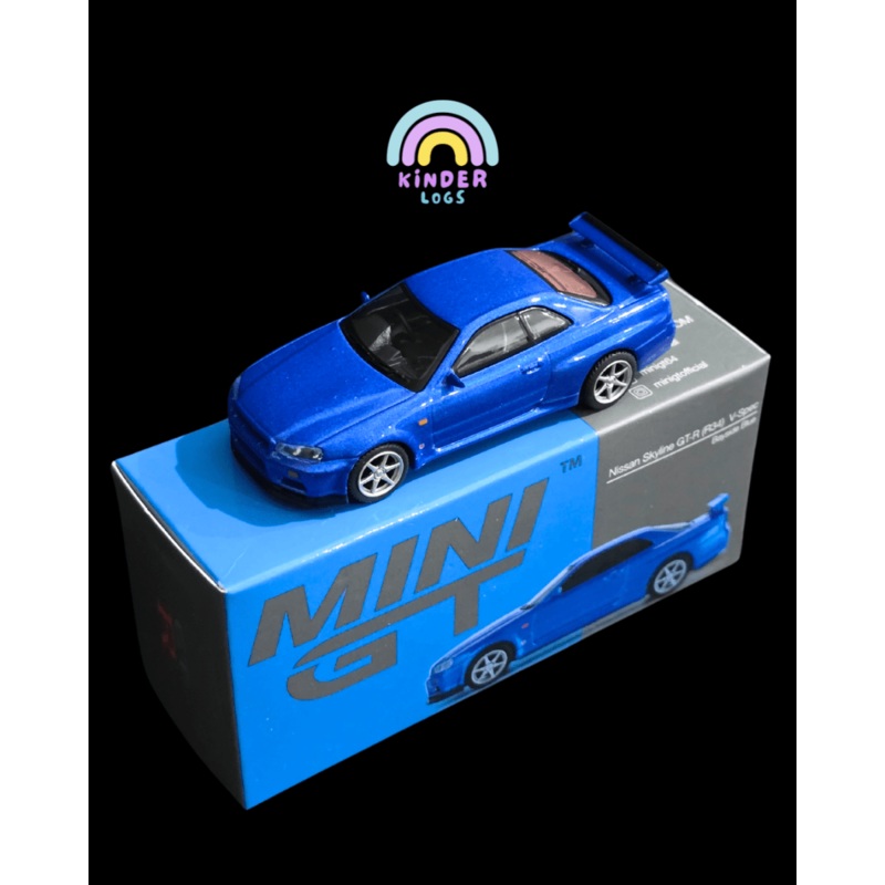 Mini GT Nissan Skyline GT-R (R34) V-Spec – Bayside Blue (Open Box)